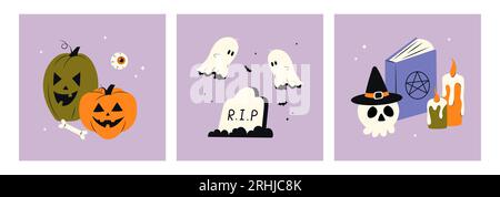 Niedliche Poster von Happy halloween Stock Vektor