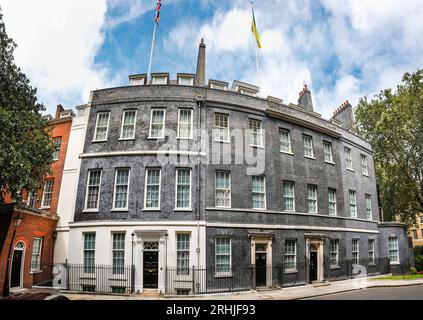 10 Downing Street, ikonische Außenfassade der Residenz des Premierministers, Westminster, London, England, Großbritannien Stockfoto