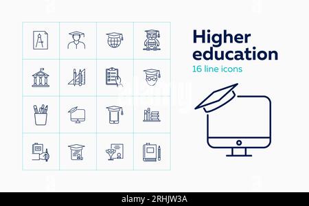 Symbolsatz für die Hochschullinie Stock Vektor