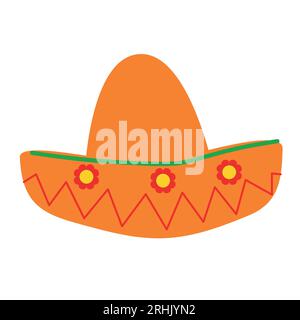 Mexikanischer Sombrero-Hut-Vektor in flachem Design Stock Vektor