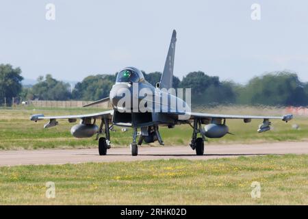 RAF Typhoon Jet im aktiven Einsatz bei RAF Conningsby in Lincolnshire, England, August 2023 Stockfoto