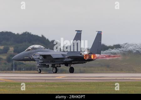 F-15E startet im August 2023 von RAF Lakenheath Stockfoto