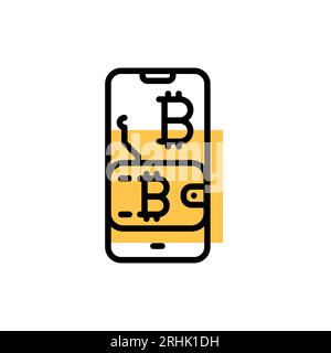 Symbol für Farbzeile des Kryptowährungs-Wallets. Digitale Krypto-Kunst Piktogramm für Webseite, mobile App, Promo Stock Vektor