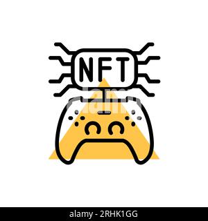 NFT-Gamefi-Farbliniensymbol. Digitale Krypto-Kunst Piktogramm für Webseite, mobile App, Promo Stock Vektor