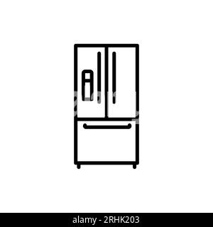 Smart-Kühlschrank-Symbol mit schwarzer Linie. Küchengerät. Haushaltsgerät. Piktogramm für Webseite, mobile App, Promo Stock Vektor