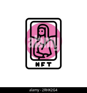 NFT Art Farbliniensymbol. Digitale Krypto-Kunst Piktogramm für Webseite, mobile App, Promo Stock Vektor