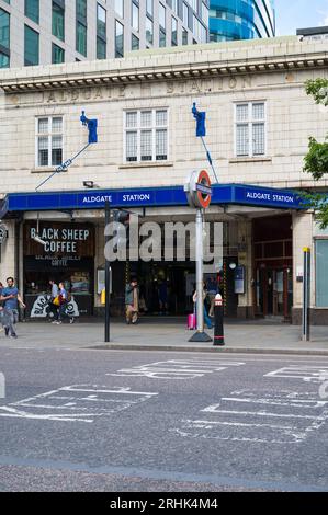 Aldgate London U-Bahn-Station an der Aldgate High Street in der City of London. England, Großbritannien Stockfoto