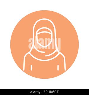 Arabische Frau in Hijab amira Linie Farbe Symbol. Isoliertes Vektorelement. Skizzieren Sie das Piktogramm für Webseite, mobile App, Promo Stock Vektor