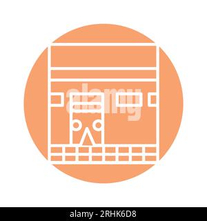 Kaaba in der Al-Haram Moschee Linie Farbikone. Isoliertes Vektorelement. Skizzieren Sie das Piktogramm für Webseite, mobile App, Promo Stock Vektor