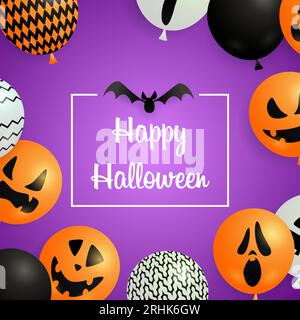 Happy Halloween-Schriftzug mit Kürbis-Ballons Stock Vektor