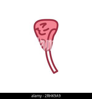 Symbol für die Farblinie des Rindertomahawk. Schneiden von Fleisch. Piktogramm für Webseite, mobile App, Promo. Stock Vektor