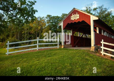 Trostletown Covered Bridge im Lions Park in Stoystown, PA, Somerset County Stockfoto