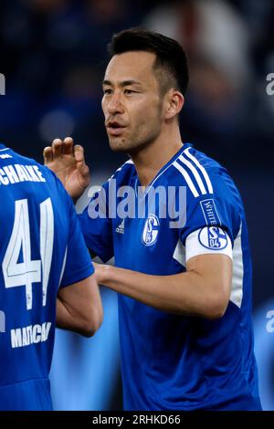 Gelsenkirchen, Deutschland, 1. Fussball Bundesliga 22. Spieltag FC Schalke 04 gegen VFB Stuttgart 2-1 am 25. 2023 in der Veltins Arena auf Schalke in Gelsenkirchen Maya YOSHIDA (S04) Foto: Norbert Schmidt, Düsseldorf Stockfoto