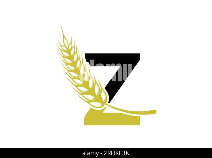 Zeichen Z mit Weizenohrkranz. Landwirtschafts-Logo Landwirtschafts-Vorlage Vektorsymbol Stock Vektor