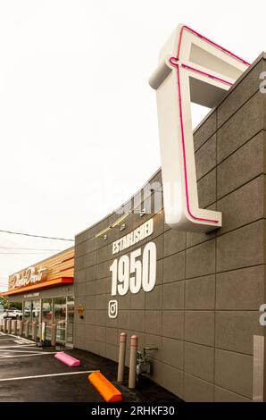 Standort des ursprünglichen Dunkin Donuts-Gebäudes in Quincy Massachusetts Stockfoto