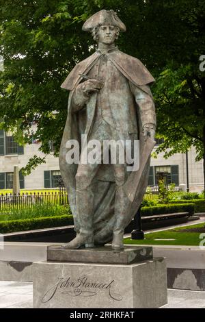 Statue von John Hancock in Hancock Adams Common in Quincy MA Stockfoto