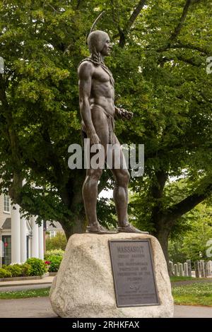 Massasoit-Statue auf Cole's Hill in Plymouth, MA Stockfoto