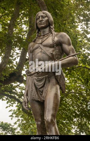 Massasoit-Statue auf Cole's Hill in Plymouth, MA Stockfoto