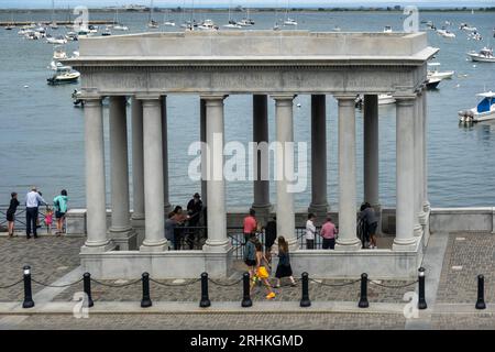 Plymouth Rock im Pilgrim Memorial State Park in Plymouth, MA Stockfoto