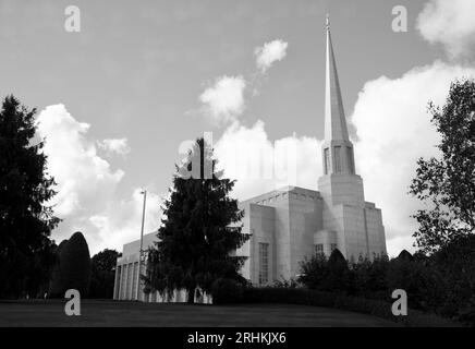 Blick auf den Preston England Mormon Temple im Zentrum von Lancashire, Großbritannien, Europa Stockfoto