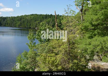 Das Minnewaska State Park Preserve liegt am Shawangunk Ridge im Ulster County, New York. Wasserlandschaft mit dem Minnewaska-See Stockfoto