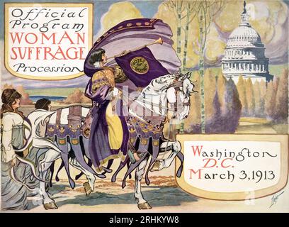 Titelseite des Programms für die National American Women's Suffrage Association im März 1913 in Washington DC. Stockfoto