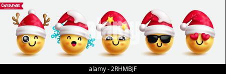 weihnachtsmann Emojis Charaktere Vektor Set Design. Weihnachtliche Emojis und Emoticon mit weihnachtsmannmotiv-Elementen Dekoration isoliert weiß. Vektor Stock Vektor