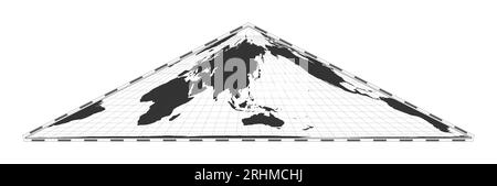 Vektor-Weltkarte. Kollignon-EQUAL-Area-pseudozylindrische Projektion. Einfache geografische Weltkarte mit Breiten- und Längengraden. Stock Vektor