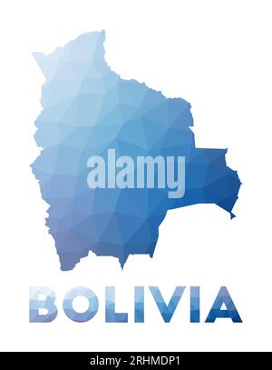 Niedrige Poly-Karte von Bolivien. Geometrische Darstellung des Landes. Polygonale Karte Boliviens. Technologie, Internet, Netzwerkkonzept. Vektorillustration. Stock Vektor