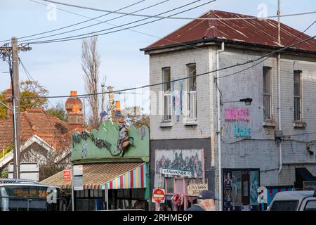 St Kilda, Victoria, Australien - 15. August 2023: Blick auf die Fawkner Street und die Barkly Street St Kilda. Stockfoto