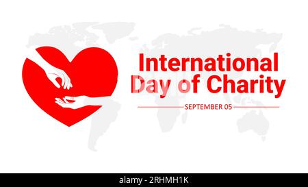 Internationaler Tag der Wohltätigkeit Hintergrund mit zwei Händen in Liebe Symbol. Stock Vektor