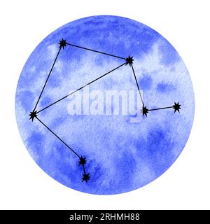 Astrologische Luftelemente Sternzeichen. Horoskop-Ikonenset: gemini libra aquarius. Zeichnung von Hand Aquarellzeichnung isoliert. Für Logo, Kalender Stockfoto