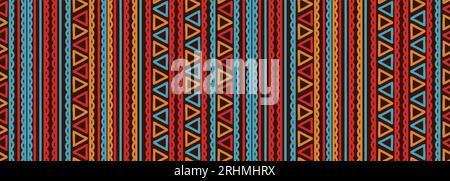 Streifen Dreiecksmuster, Tribal Hand gezeichnet wiederholte geometrische, bunte Zeichnung. Afrikanischer navajo-Hintergrund, ethnische Vektor-Illustration, gut zum Drucken Stock Vektor