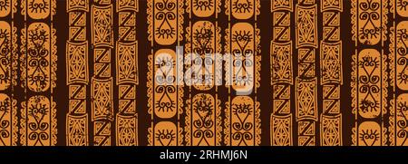 Afrikanische Symbole nahtloses Muster, Stammeszeichnung. Handgezeichneter Hintergrund mit Grunge-Textur. Vektorillustration für Mode-Textildruck. Stock Vektor