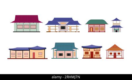 Koreanisches Haus in bunter Atmosphäre Stock Vektor