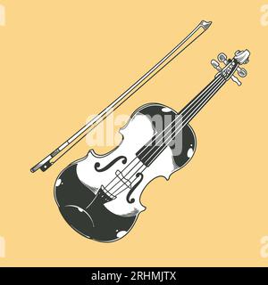 Handgezeichnete Viola Instrument Doodle Vektor Illustration in Schwarz und weiß Stock Vektor