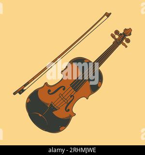 Handgezeichnete Viola Instrument Doodle Vektor Illustration in bunt Stock Vektor