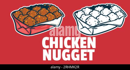 Huhn Nuggets - Zeichnung Vektor Illustration, schwarz-weiße Farben, einfache Doodle Hand gezeichnet Stock Vektor