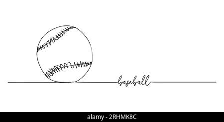 Durchgehende einzelne Baseballlinie isoliert auf weißem Hintergrund. Stock Vektor