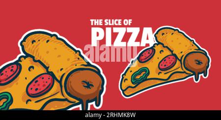 Pizza - Zeichnung Vektor Illustration, bunt, einfache Doodle Hand gezeichnet Stock Vektor