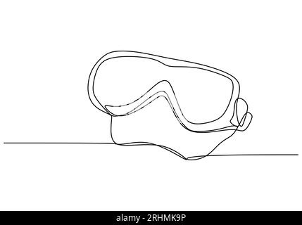 Schwimmbrille One Line Drawing Kontinuierliches Handgezeichnetes Sport-Thema Stock Vektor