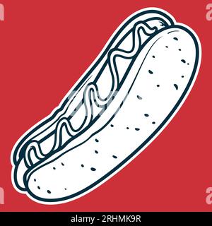 Hot Dog - Zeichnung Vektor Illustration, schwarz-weiße Farben, einfache Doodle Hand gezeichnet Stock Vektor