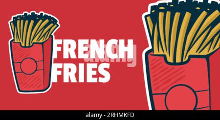 Französische Pommes Frites - bunte Vektorillustration im Cartoon-Stil. Fast Food Icon Konzept isoliert. Stock Vektor