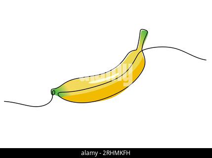 Banana durchgehende einzeilige Zeichnung, Obstvektor-Illustration. Stock Vektor