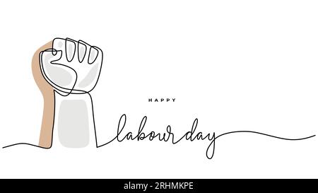 Arbeitszeilenzeichnung am ersten Arbeitstag. Handgeführte gezeichnete Feier mit Armflosse. Stock Vektor