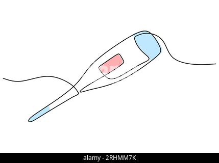 Thermometer – Laborgeräte und -Werkzeuge, einzeiliges Design, Vektorillustration für Wissenschaft und Bildung. Stock Vektor