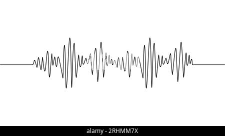 Musikwellenvektor einfach. Durchgehende einzeilige Zeichnung. Minimalistische schwarze Linie isoliert auf weißem Hintergrund. Stock Vektor