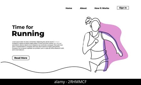 Eine Linie, die weibliche Athletinnen im Sprint zeichnet, und eine durchgehende Linie. Individueller Sport und Wettkampfgeist, was ihn zu einem idealen Design macht Stock Vektor