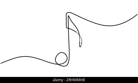 Vektorillustration für Musiknotizen, ein einzelner, durchgehender Strichstil. Minimalistisches Zeichen und Symbol isoliert auf weißem Hintergrund. Stock Vektor