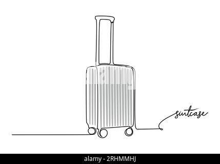 Suitcase - Schulobjekt, einzeilige Zeichnung durchgängiges Design, Vektorillustration. Stock Vektor